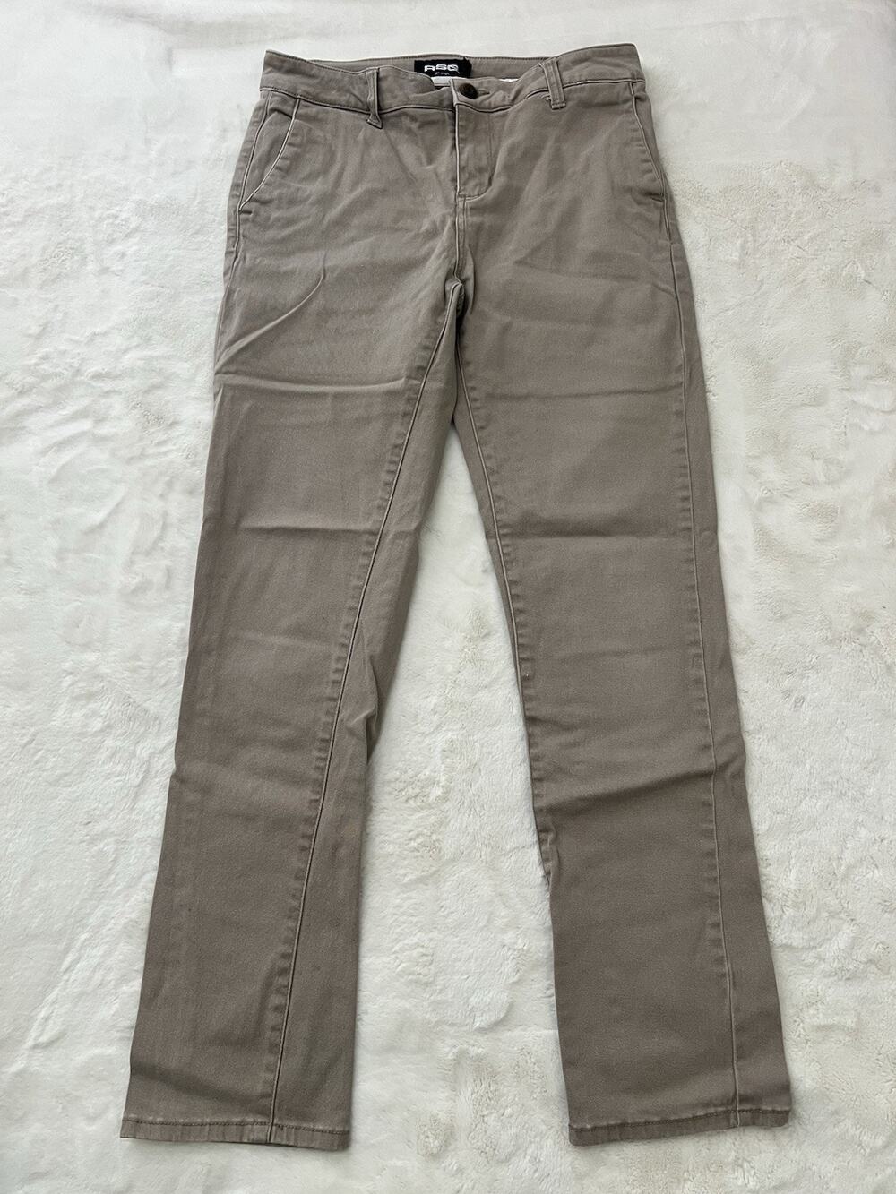 RSQ Slim Straight Khaki Pants Mens 29x30 Beige Casual Stretch Chino